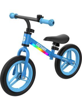 Lightweight 12" Balance Bike for Toddlers 2-5, Adjustable Seat, LED Light, Easy